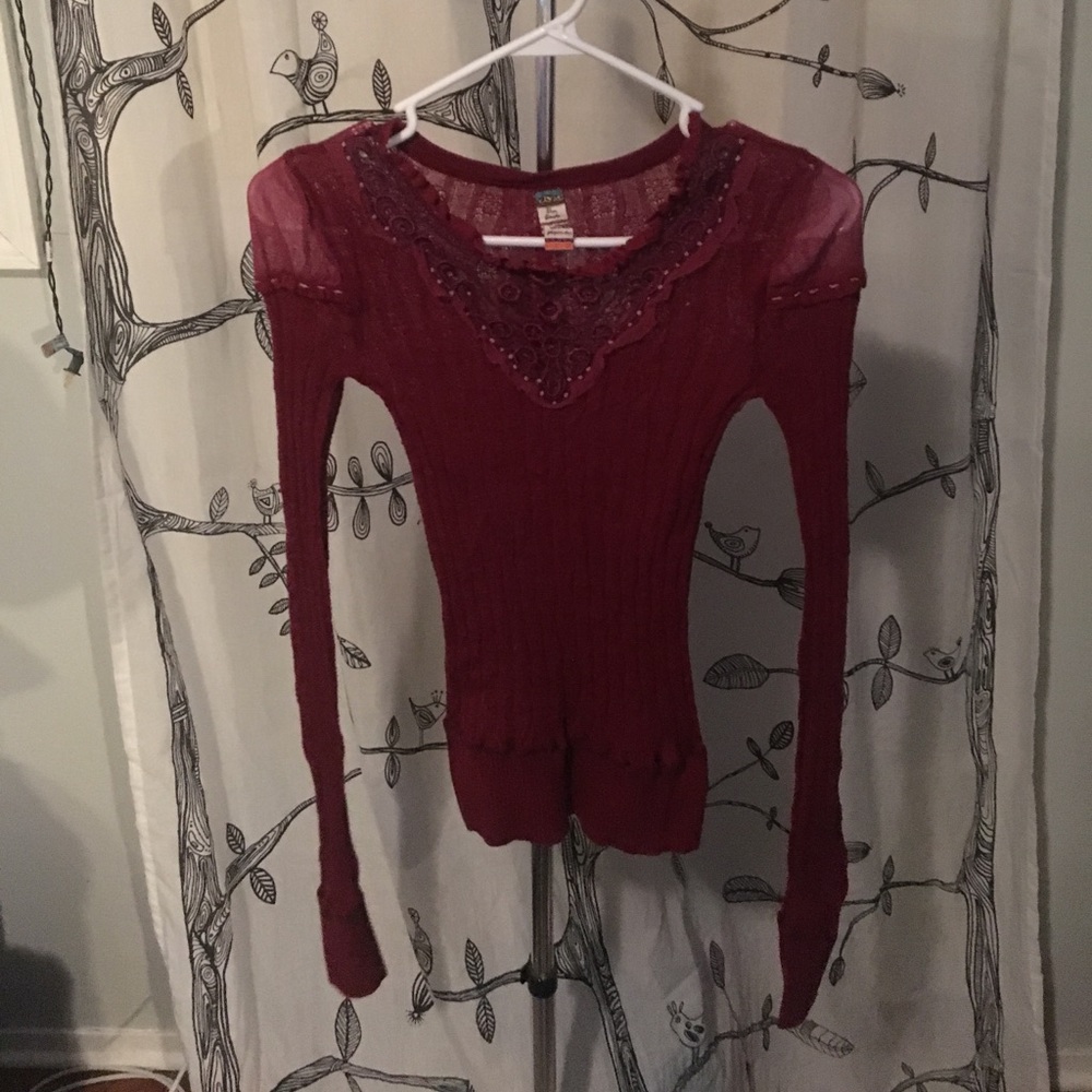 Free People lace detail top